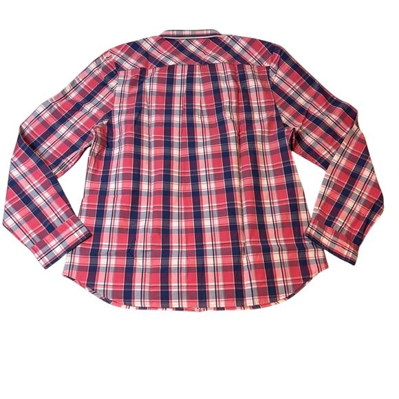 UNTUCKit Plaid Button Down Shirt Red Navy Cotton Size 12 NWT - Picture 3 of 5